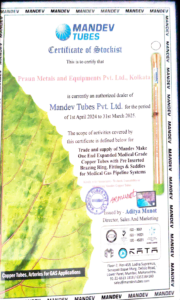 The MANDEV Certificate of Stockist